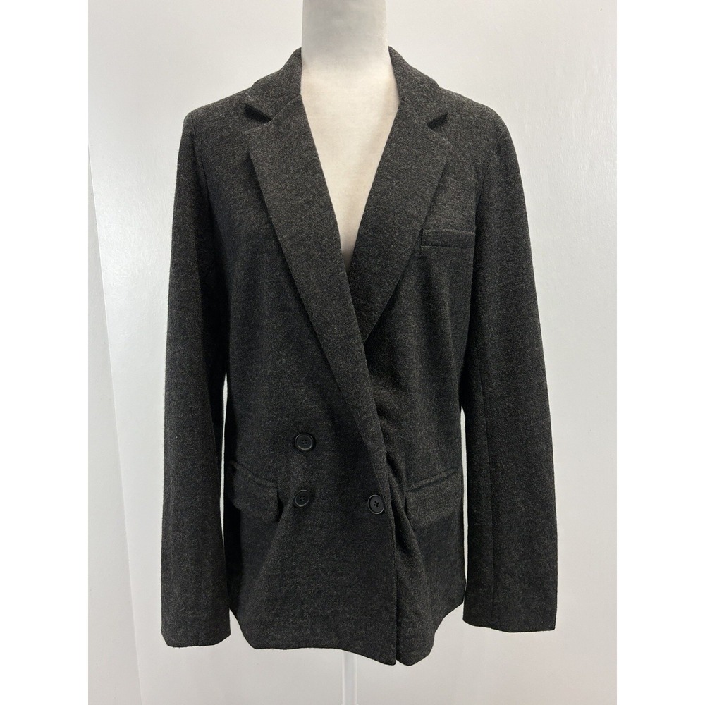 J. Crew Charcoal Knit Blazer Jacket Size 10 Womens Double Breast Wool Academia